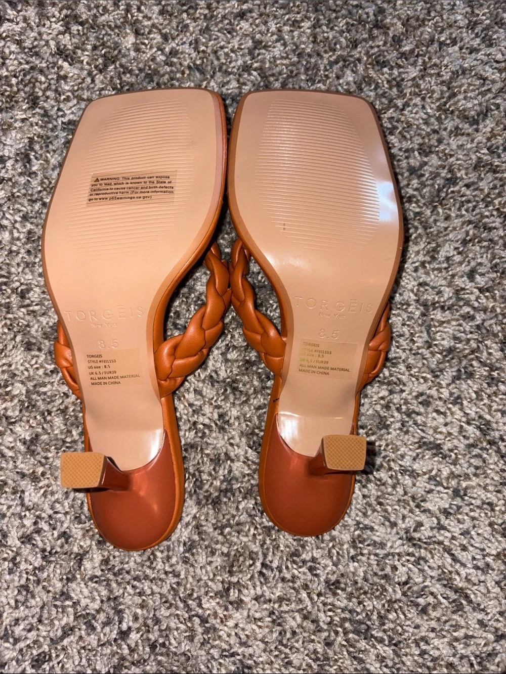 Torgéis Braided Toe-Loop Heels in Cognac